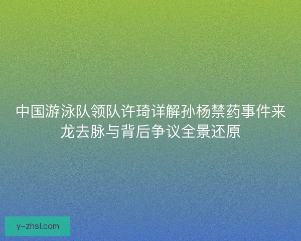 中国游泳队领队许琦详解孙杨禁药事件来龙去脉与背后争议全景还原 中国游泳队领队许琦详解孙杨禁药事件来龙去脉与背后争议全景还原