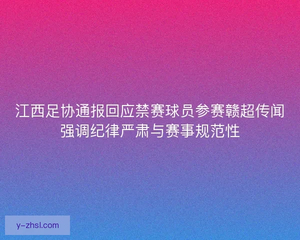 江西足协通报回应禁赛球员参赛赣超传闻强调纪律严肃与赛事规范性