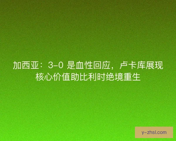 加西亚：3-0 是血性回应，卢卡库展现核心价值助比利时绝境重生